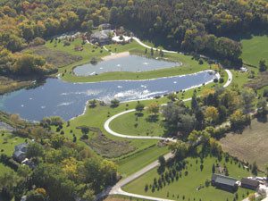 aerial view of ponds