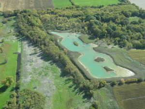 aerial view, pond