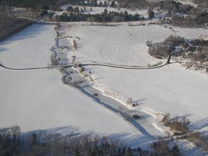 aerial view, pond