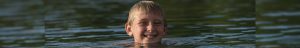 happy kid, swimming, pond