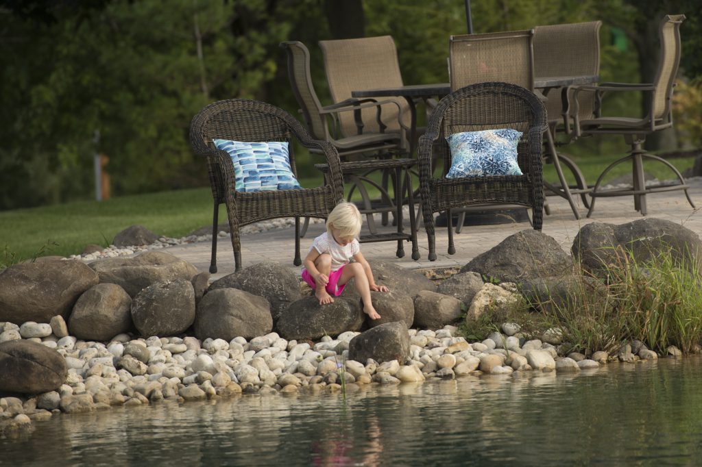 kids playing in pond