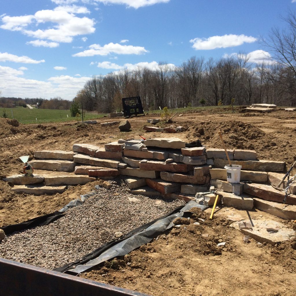 pond construction, pond waterfall