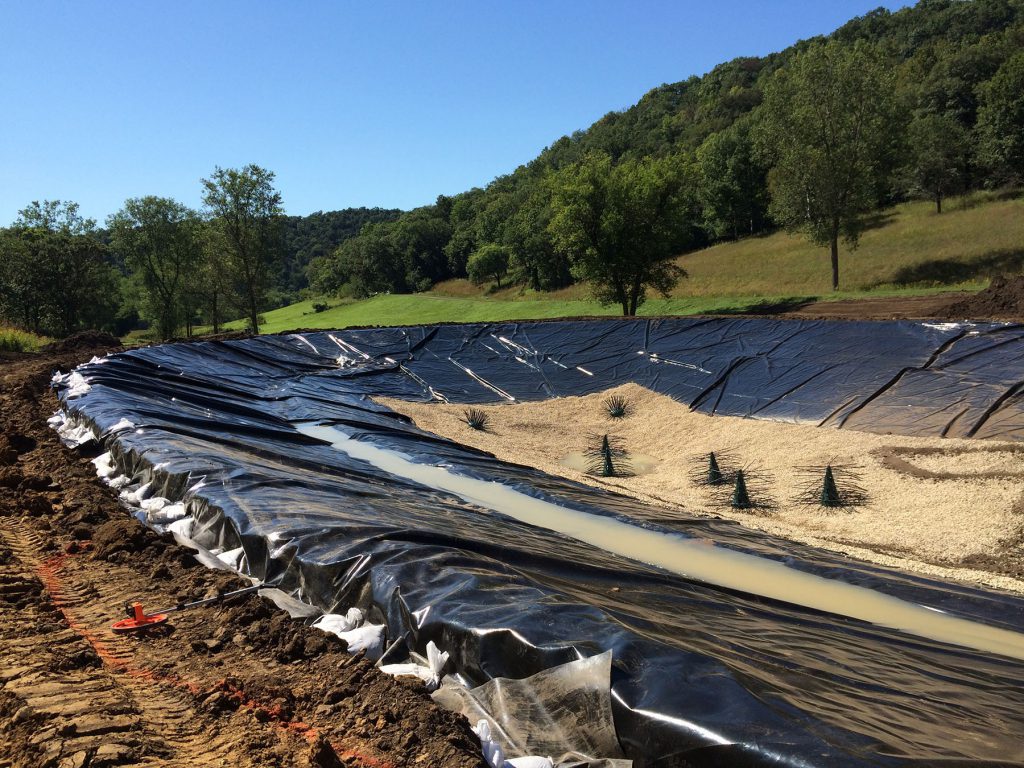 pond liner install, fish structure