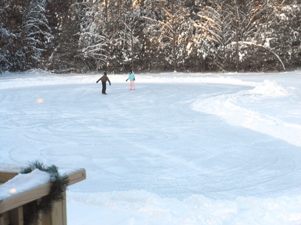 winter pond, ice skating