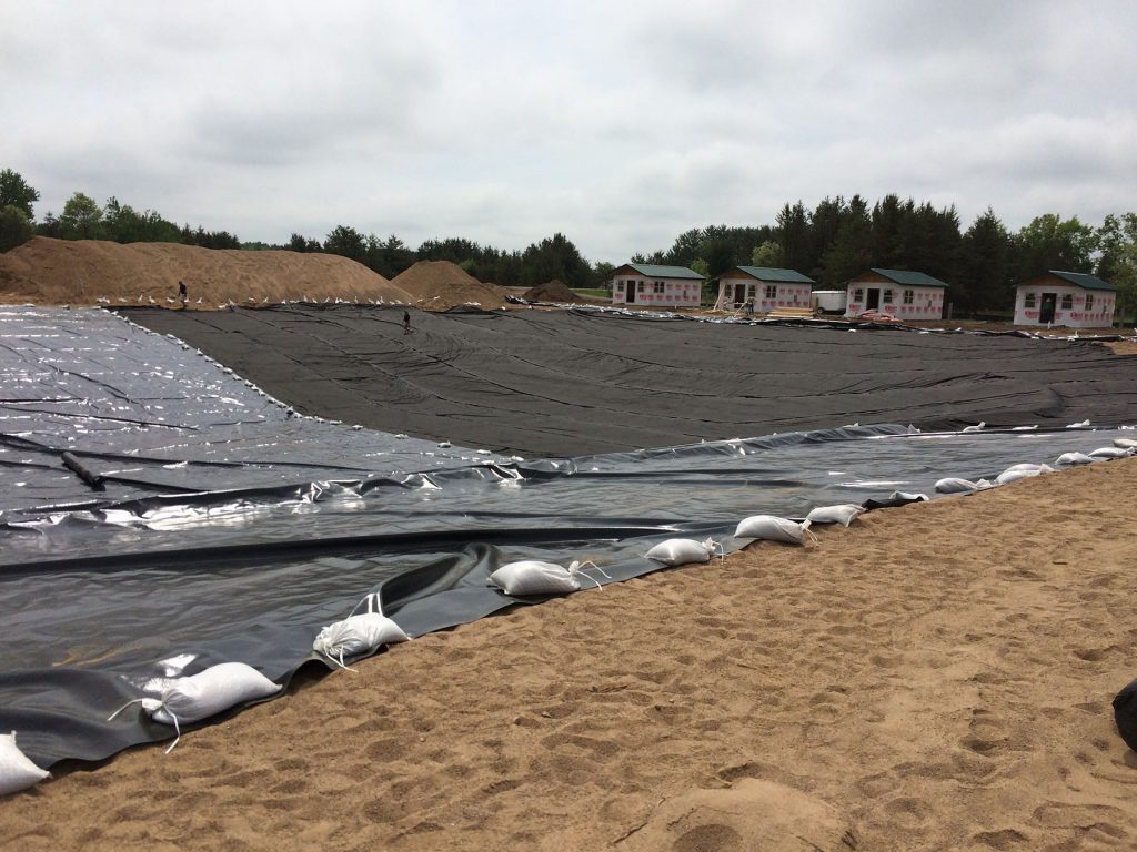 pond liner install, campground