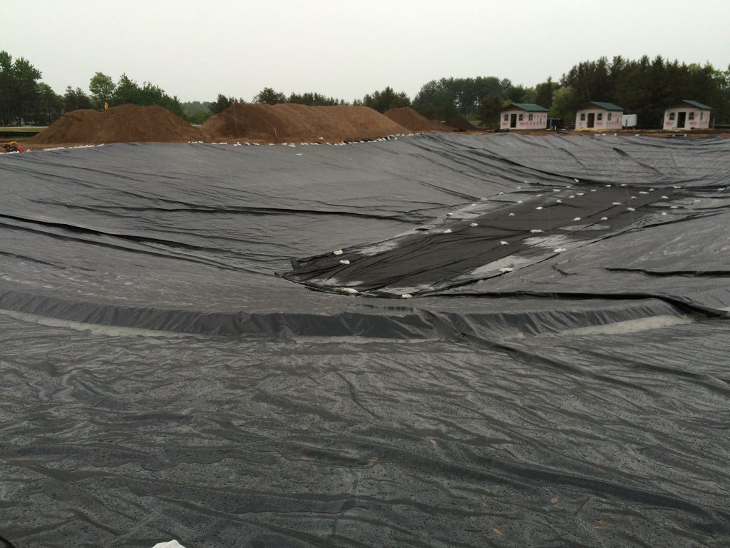 pond liner install, campground