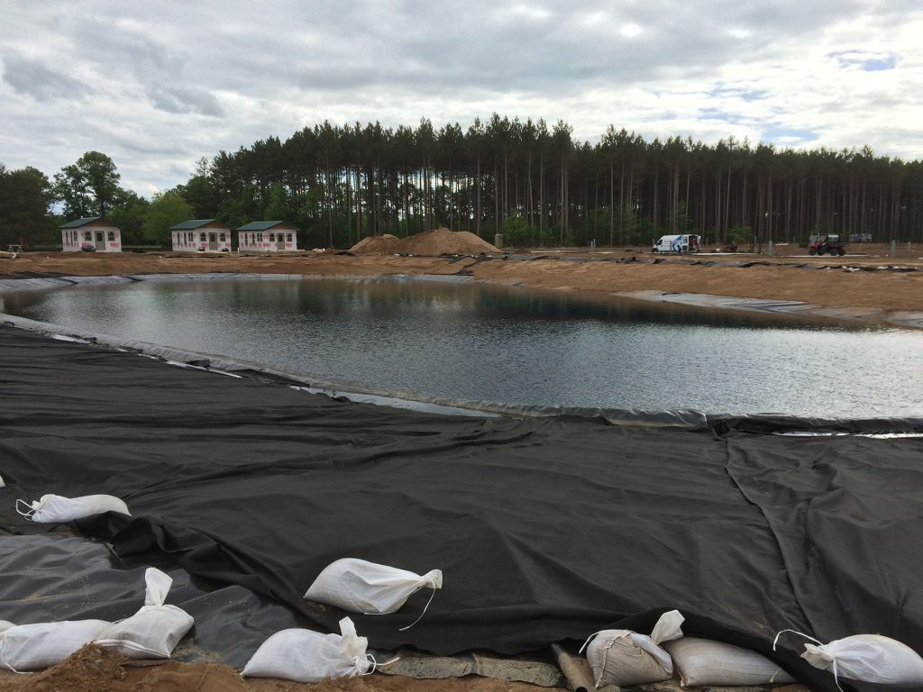 pond liner install, campground