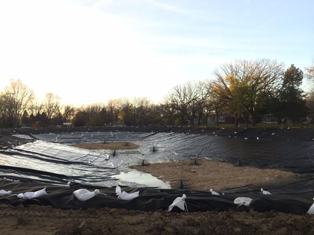 pond liner install, fish structure