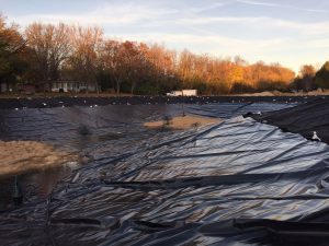 pond liner install, fish structure