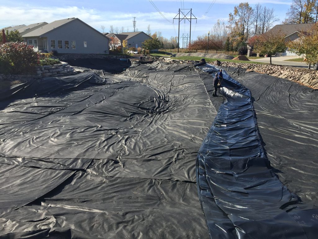 pond liner install