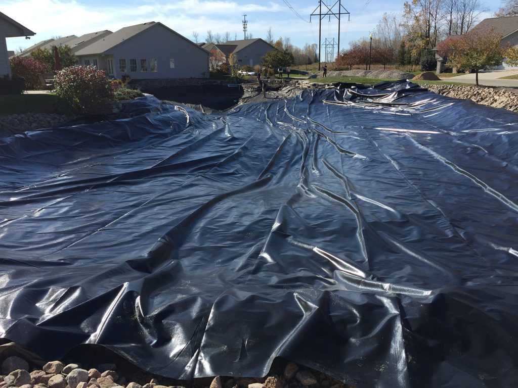 pond liner install