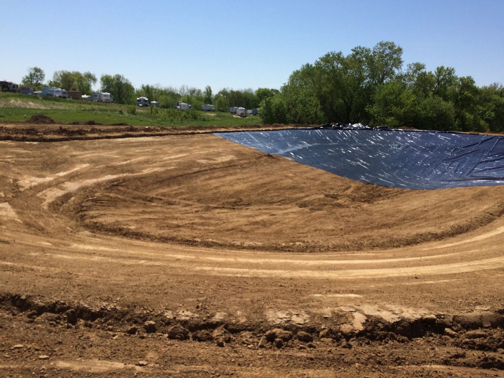 pond liner install, campground