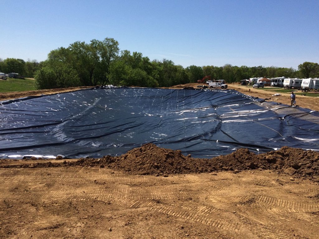 pond liner install, campground