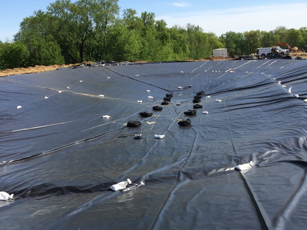 pond liner install, campground