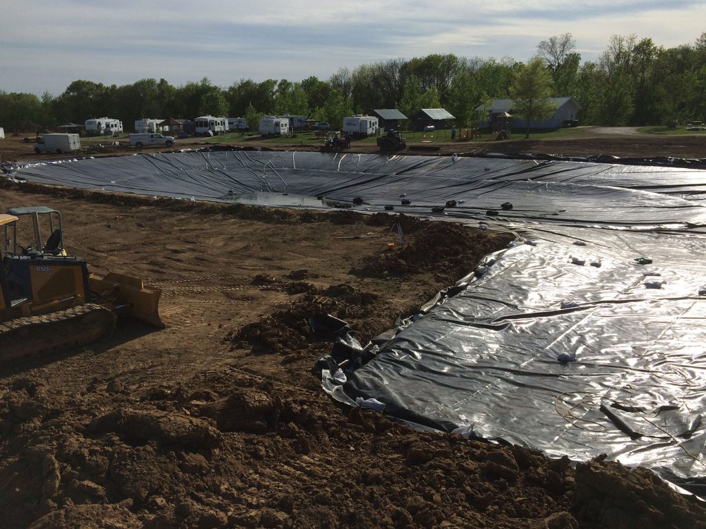 pond liner install, campground