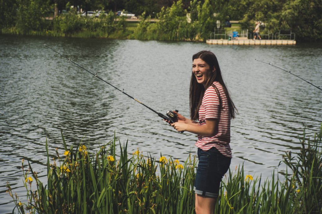 Adult angler woman