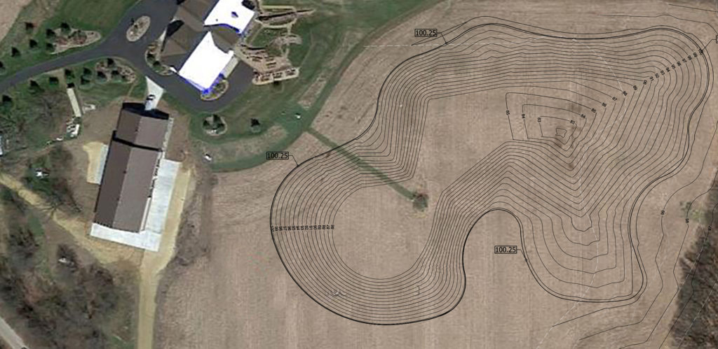 Grading plan overlay on Google Earth map