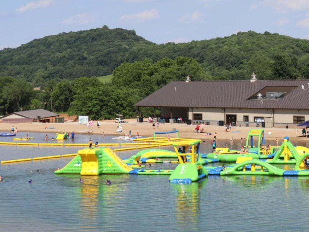 inflatables in pond