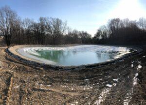 water filled pond winter