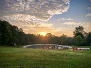 sunset over pond