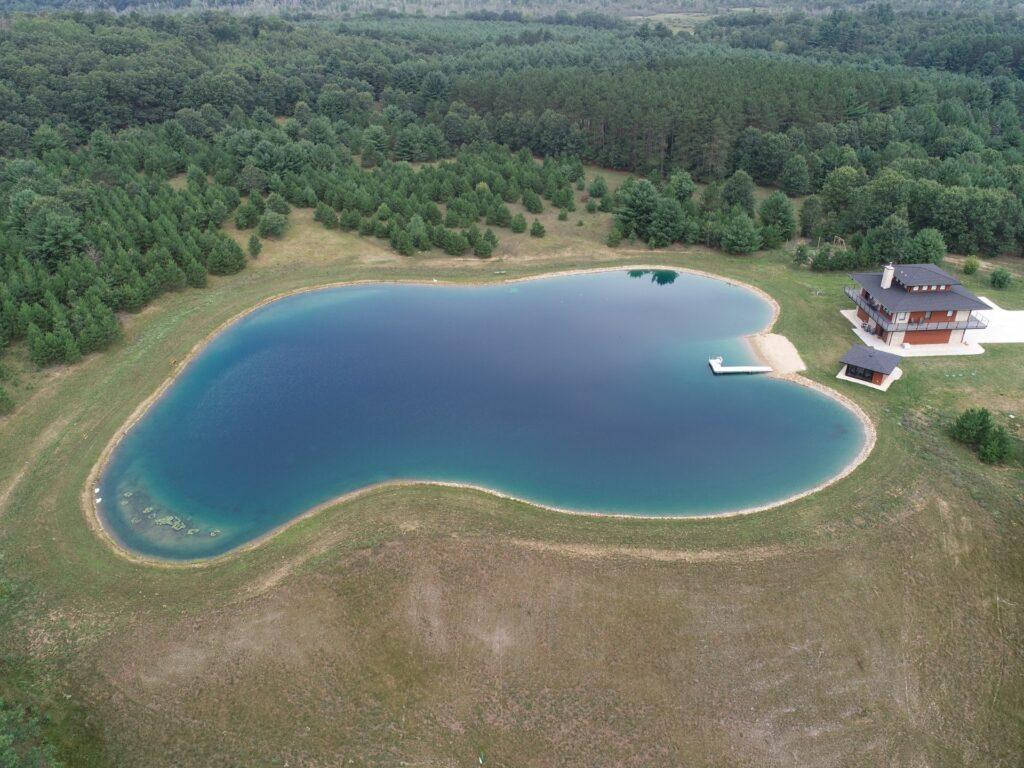 aerial view of finished pond