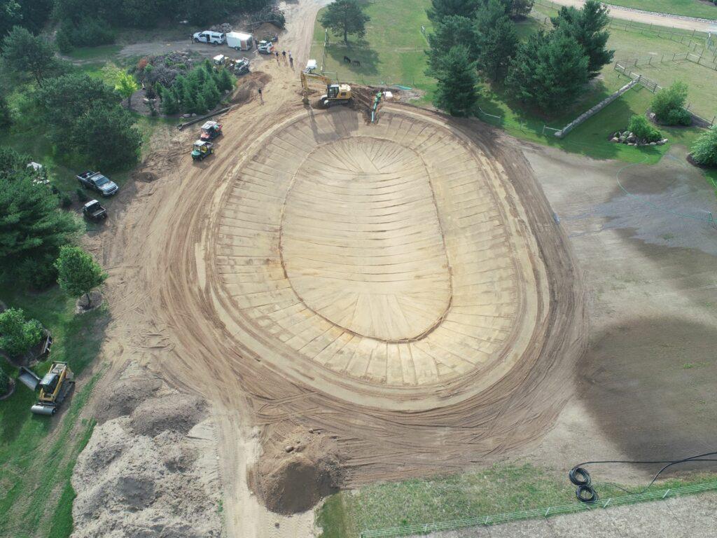 aerial view excavated pond