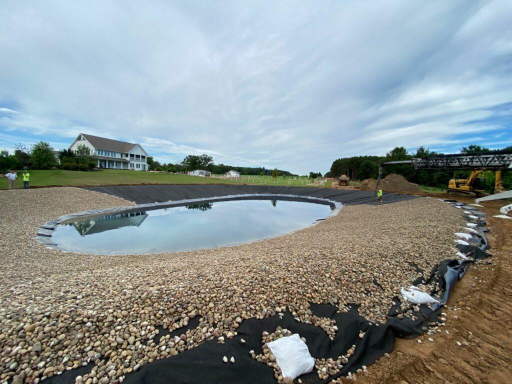 stone blanket shoreline installation