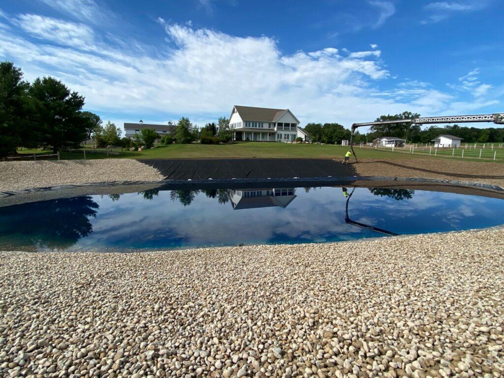 stone blanket shoreline installation